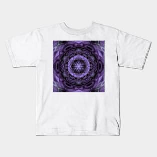 lilac pink and purple hexagonal floral patterned design Kids T-Shirt